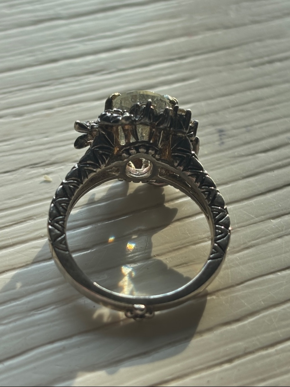 Barbara Bixby 925 Silver and 18k Ring with Pale Green Gemstone and Czs - Picture 3 of 6